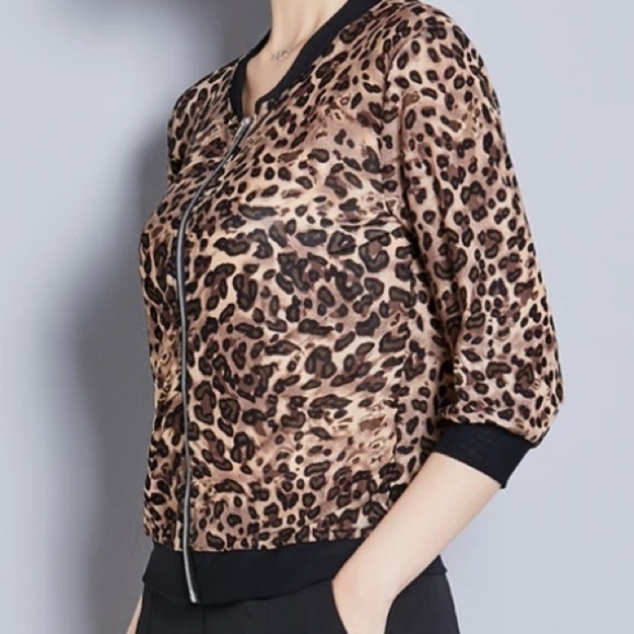 Womens Jackets Plus Size Short Female Coat Zipper 3/4 Sleeve Polka Flower Dot - Picture 3 of 9